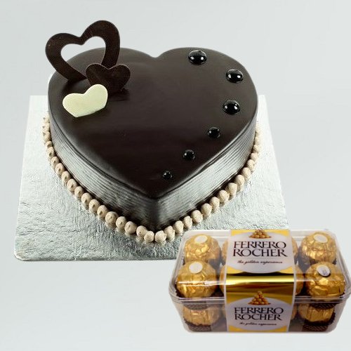 Heart Shape Chocolate Cake With Rocher